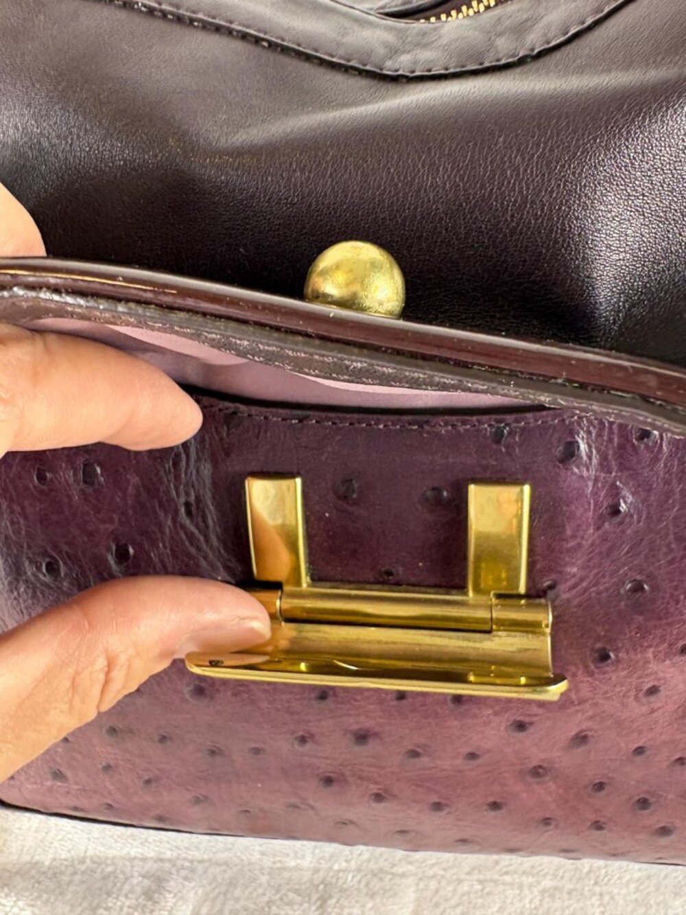 Coach Kristin Spectator Zip Tote in Eggplant/Ostrich Embossed and Patent Leather - Picture 11 of 16